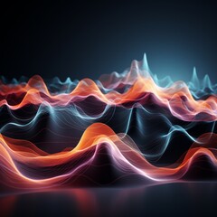 Vibrant 3D Luminous Waveforms on Black Background
