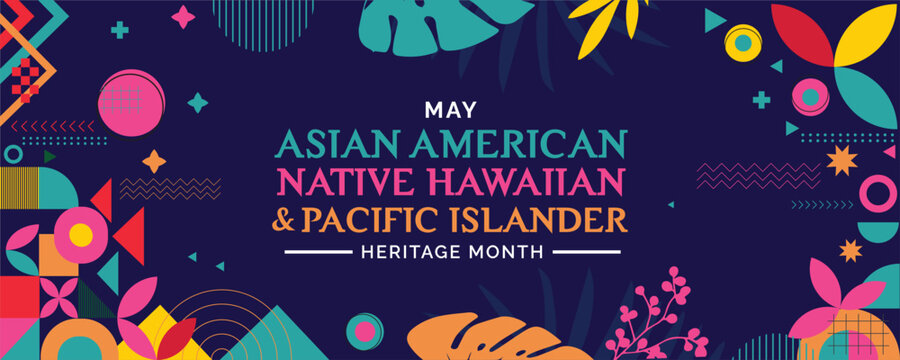 Fototapeta Asian american, native hawaiian and pacific islander heritage month Vector vertical banner for social media. Illustration