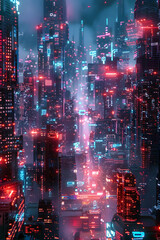 Augmented Reality Shapes Urban Warfare in Neon-Lit Dystopian Cityscape with Neural Implants Dictating Outcomes