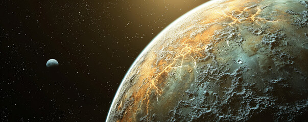 exoplanet, distant exoplanet. Close-up, hyper-realistic 3D