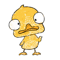 cute Funny Ducks, Printmaking Style, woodcut, cute animals  clipart vector.