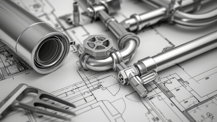 plumbing architect drawing design,generative ai