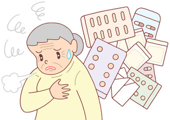 医療問題のイラスト - 薬の出し過ぎ・多剤大量処方・多剤併用