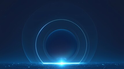 Digital technology blue and black curve circle lens aperture poster background