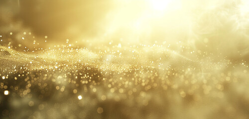 Ethereal particles shimmer in pale gold haze.