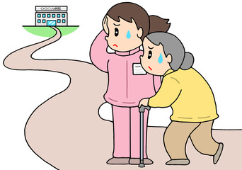 医療問題のイラスト - 医療難民・医療過疎地・通院不可・通院困難