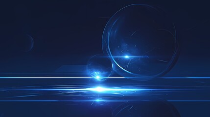 Digital technology blue and black curve circle lens aperture poster background