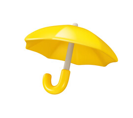 Umbrella vector 3d icon. Yellow parasol illustration, isolated on white background. Safety or protection concept, autumn accessory