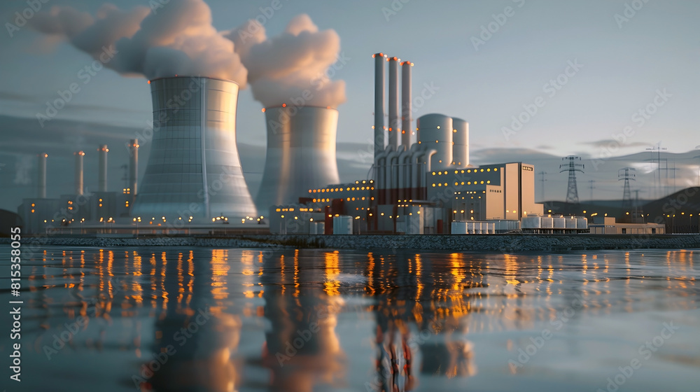 Wall mural Cutting-Edge Nuclear Power Plant Design with Robust Security and Resilience against Natural Disasters and Cyber Threats