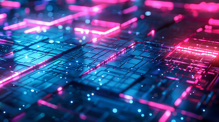 Fototapeta premium Glowing Purple and Dark Blue Abstract Technology Background