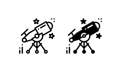 Telescope icon in outline and glyph style