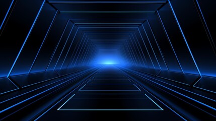 Digital technology blue and black grid future tunnel poster background