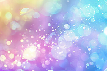 Abstract banner with blurred bokeh effect. They come in a rainbow of pastel purples, blues, golden yellows, silvery whites, and light pinks. The bokeh effect is blended smoothly