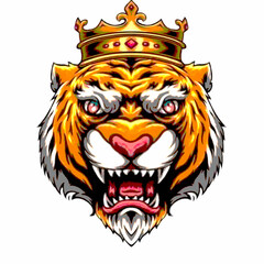 illustration of a tiger head with a king's crown as a symbol of strength