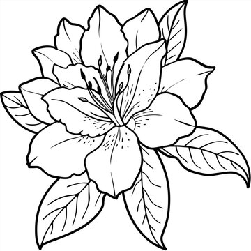recommend clip art: Azalea flower outline illustration coloring book page design, Azalea flower black and white line art drawing coloring book pages for children and adults
                    