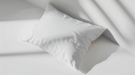 Mockup large pillow for bed, modern white cushion insert text