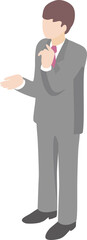 ビジネス　アイソメトリック　人物　男性　スーツ　コミュニケーション　職業　仕事　イラスト素材
