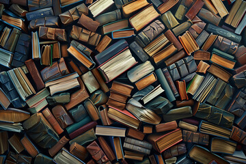 Fond, background recouvert entièrement de livres, principalement avec des couvertures en cuir. Ressource graphique pour bibliothèque, libraire, 23 avril, journée mondiale du livre