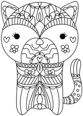 Cat animals in line drawing