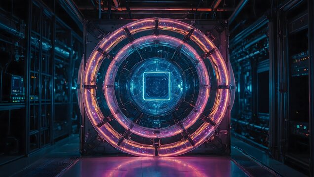 blue binary code data store center ai generated Image