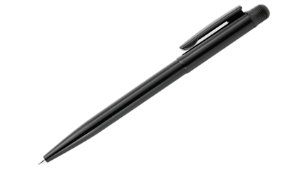 Top view Black pen isolated on transparent background