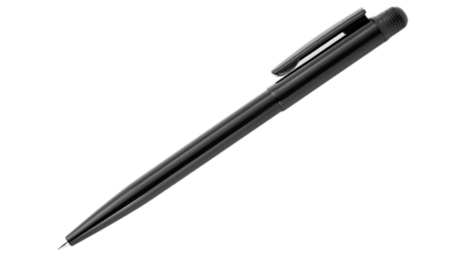 Top view Black pen isolated on transparent background