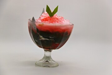 Grass jelly, also known as leaf jelly or herb jelly, is a jelly-like dessert originating from China. It is served chilled, with other toppings such as fruit, or in bubble tea or other drinks.