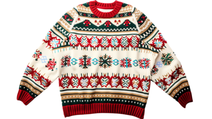 Warm christmas ugly sweater isolated on transparent background