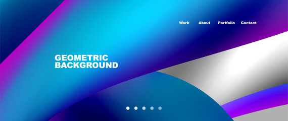 Web page design with geometric elements - circle and wave. Techno art concept. Vector Illustration For Wallpaper, Banner, Background, Card, Book Illustration, landing page