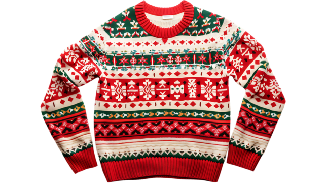 Warm christmas ugly sweater isolated on transparent background