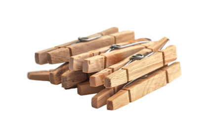 Wooden clothespins isolated on transparent background
