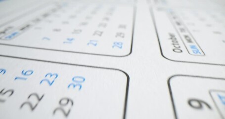 Detailed view of monthly calendar