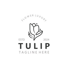 Tulip Flower bud logo with leaves design, suitable for fashion, beauty spa and boutique emblem business