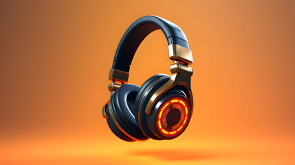 Naklejka premium Headphones icon electronics 3d