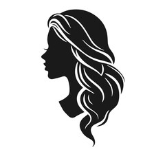 Women face logotype vector silhouette isolated on white background