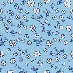 Seamless Sky Blue Spring Vibes Pattern 