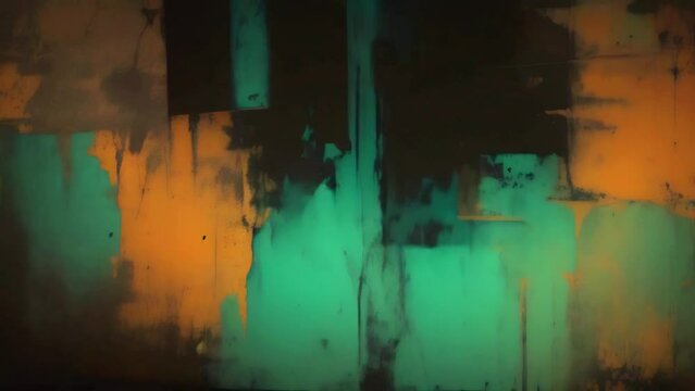 creepy animated background with yellow, emerald and black spots in grunge style. looped seamless animation. ai.