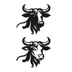 Your Beautiful cow logo set vector silhouette isolated on white background