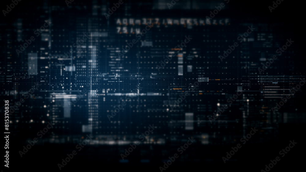 Fototapete Futuristic metaverse, hi-tech digital data telemetry with encrypted numbers, display dynamic background for computer desktop screen display format