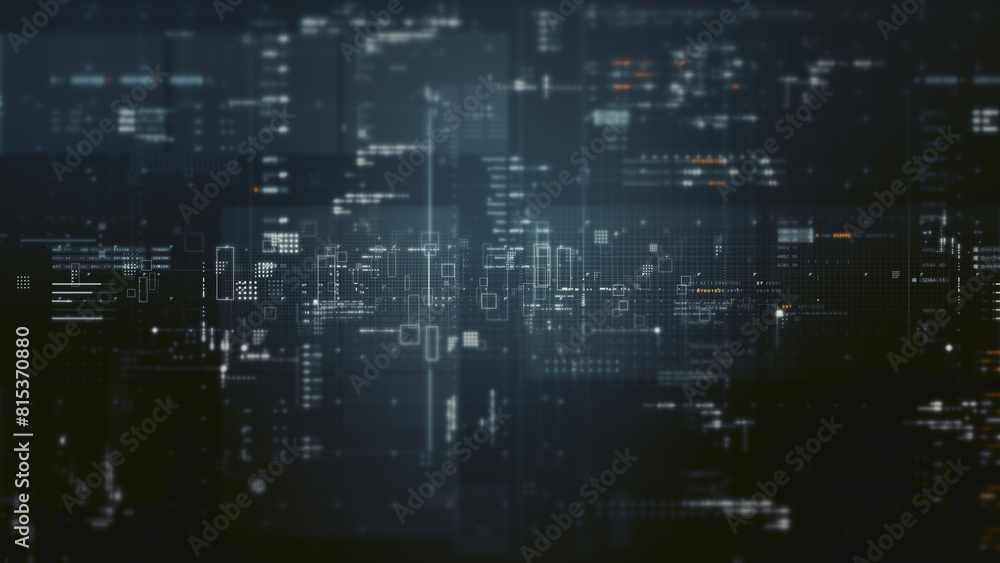 Fototapete Futuristic metaverse, hi-tech digital data telemetry with encrypted numbers, display dynamic background for computer desktop screen display format