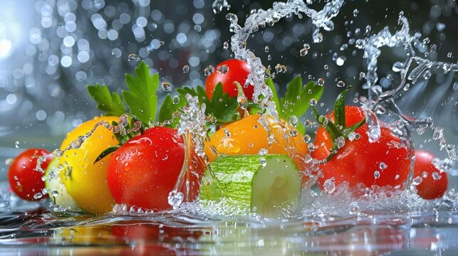Embracing a lifestyle centered around the nourishing power of fresh vegetables fruits and pure water is at the heart of the healthy food diet and fitness lifestyle concept
