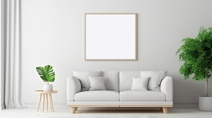 Indoor plant sign mockup with blank white empty space for placing your design