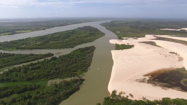 Aerial view of dunes in the Delta do Parna&iacute;ba River - Parna&iacute;ba, Piau&iacute;, Brazil