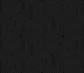 Abstract geometric pattern with stripes, lines. Seamless vector background. White and black ornament. Simple lattice graphic design.