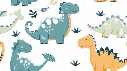 Playful dinosaurs in a whimsical pattern