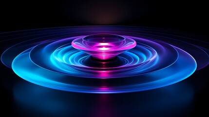 Fototapeta premium Digital technology blue and purple rotating disk poster PPT background