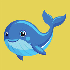Obraz premium Cute Blue Whale Swimming Cartoon Vector Icon Illustration Animal Nature Icon Isolated Flat Vector