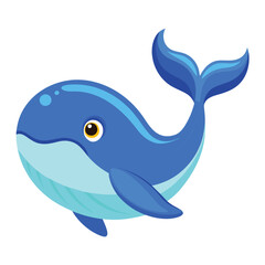 Obraz premium Cute Blue Whale Swimming Cartoon Vector Icon Illustration Animal Nature Icon Isolated Flat Vector