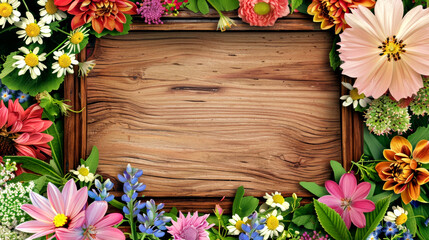 Empty frame design. Elegant spring floral invitation card mockup