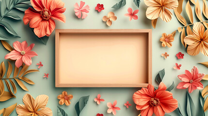 Empty frame design. Springtime bloom invitation card mockup